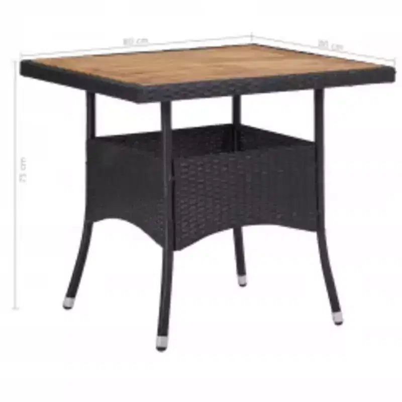 vidaXL Set da pranzo nero in polyrattan con cuscini sfoderabili