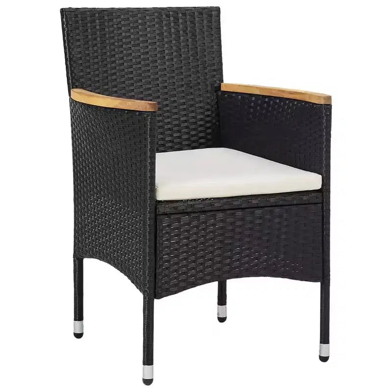vidaXL Set da pranzo nero in polyrattan con cuscini sfoderabili