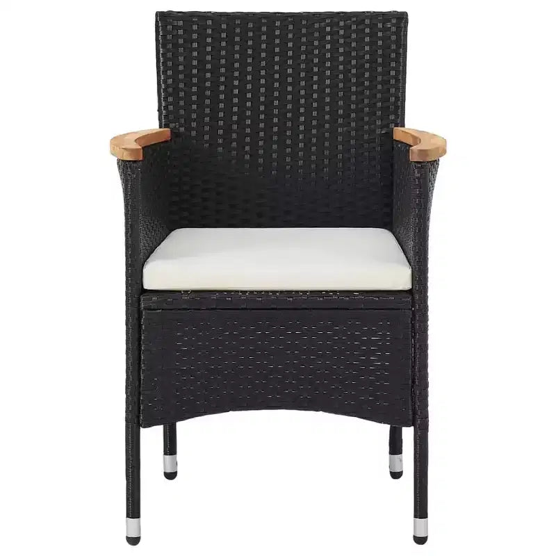 vidaXL Set da pranzo nero in polyrattan con cuscini sfoderabili