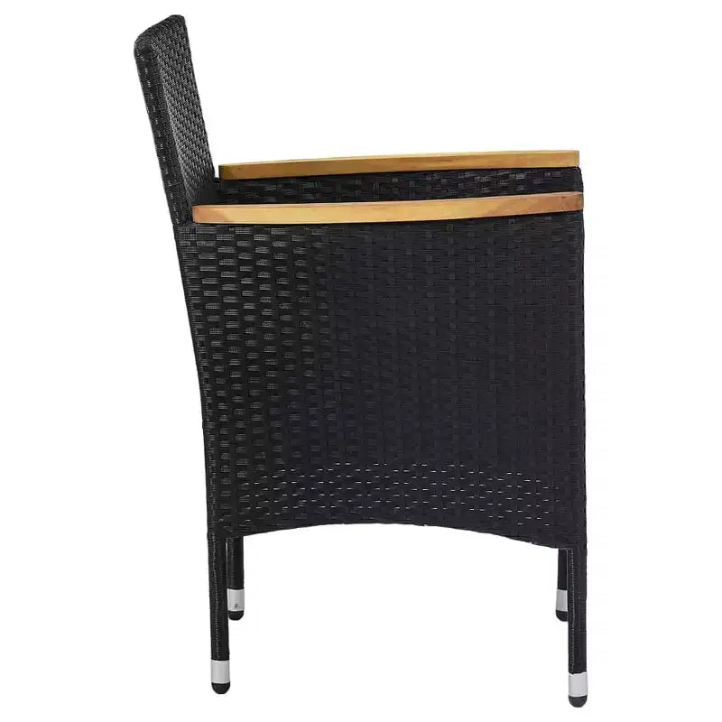vidaXL Set da pranzo nero in polyrattan con cuscini sfoderabili