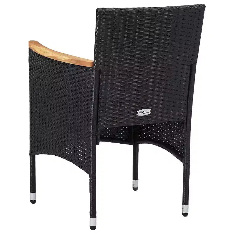 vidaXL Set da pranzo nero in polyrattan con cuscini sfoderabili