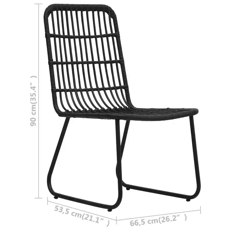 vidaXL Set da pranzo Nero Polyrattan, acciaio verniciato a polvere, vetro temperato