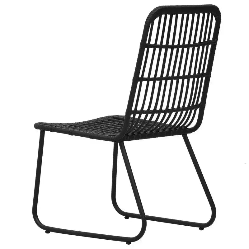 vidaXL Set da pranzo Nero Polyrattan, acciaio verniciato a polvere, vetro temperato
