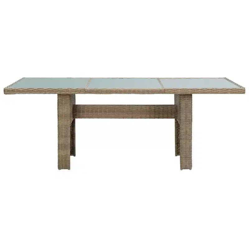 vidaXL Set da pranzo in polyrattan, marrone, con ampie fodere rimovibili