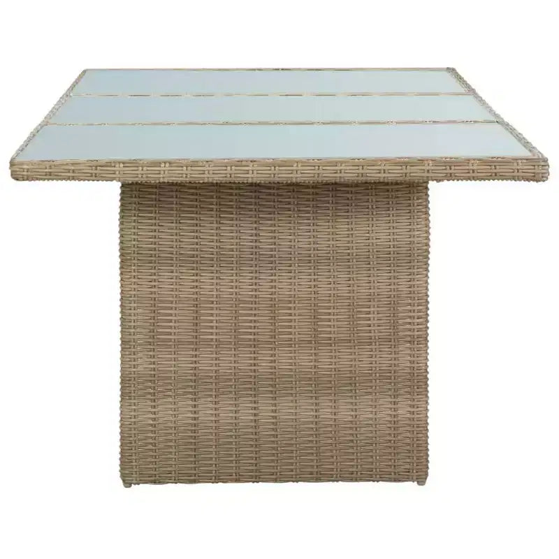 vidaXL Set da pranzo in polyrattan, marrone, con ampie fodere rimovibili