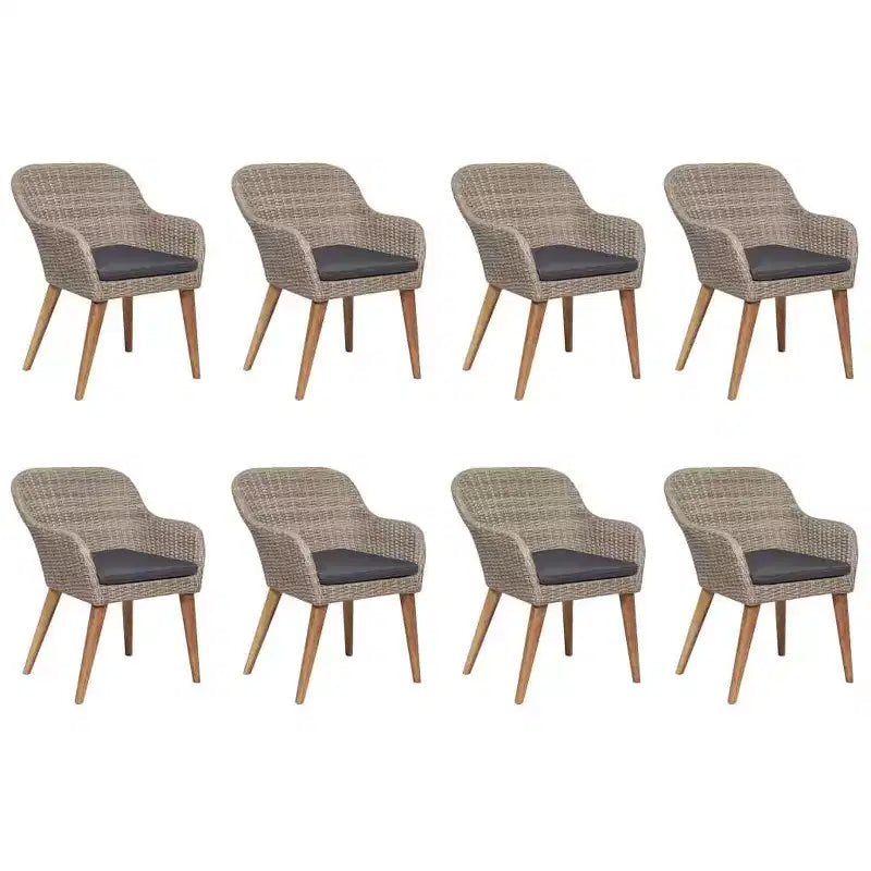 vidaXL Set da pranzo in polyrattan, marrone, con ampie fodere rimovibili