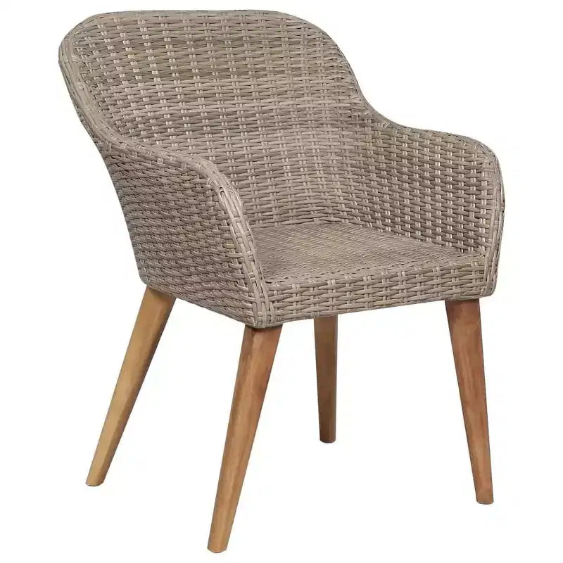 vidaXL Set da pranzo in polyrattan, marrone, con ampie fodere rimovibili