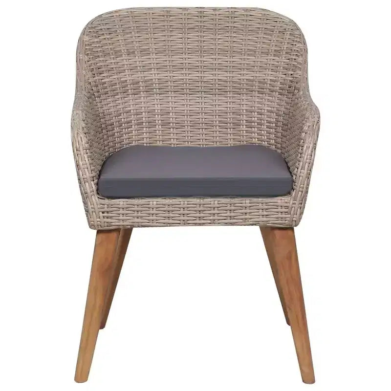 vidaXL Set da pranzo in polyrattan, marrone, con ampie fodere rimovibili