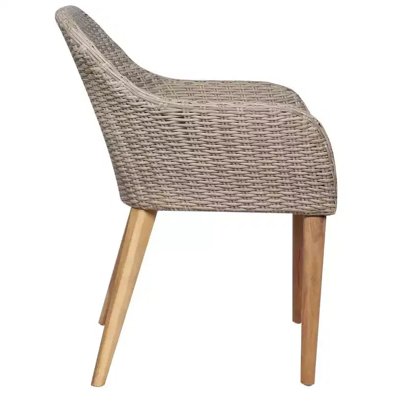 vidaXL Set da pranzo in polyrattan, marrone, con ampie fodere rimovibili