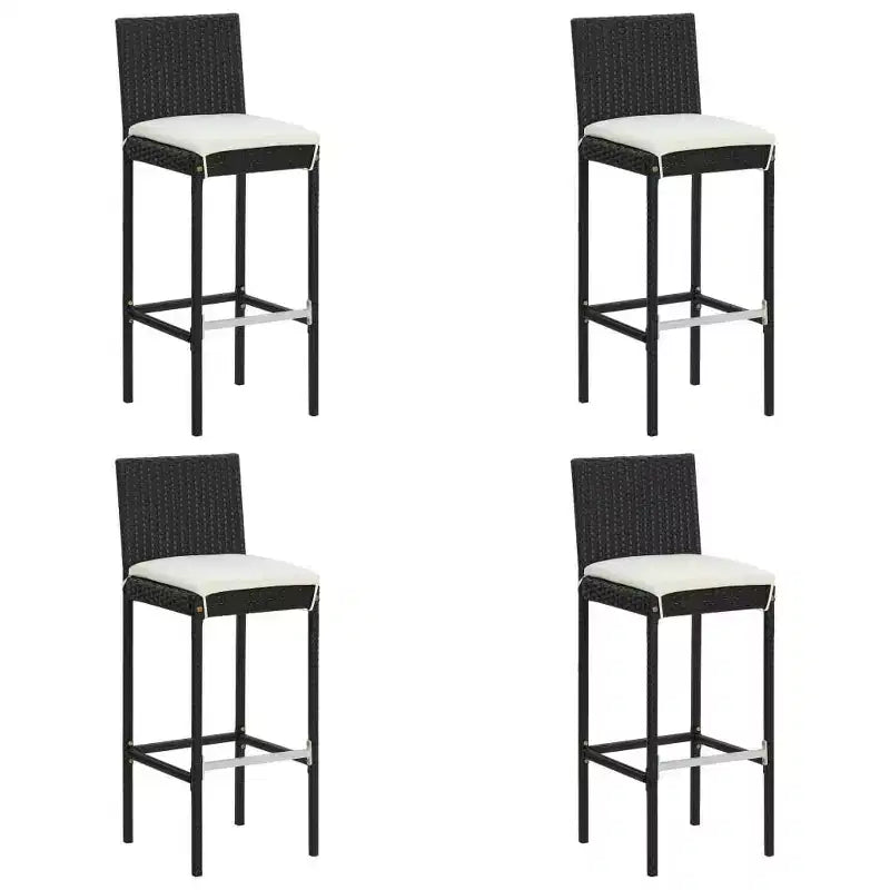 vidaXL Set da bar da giardino in polyrattan nero, acciaio verniciato a polvere Standard