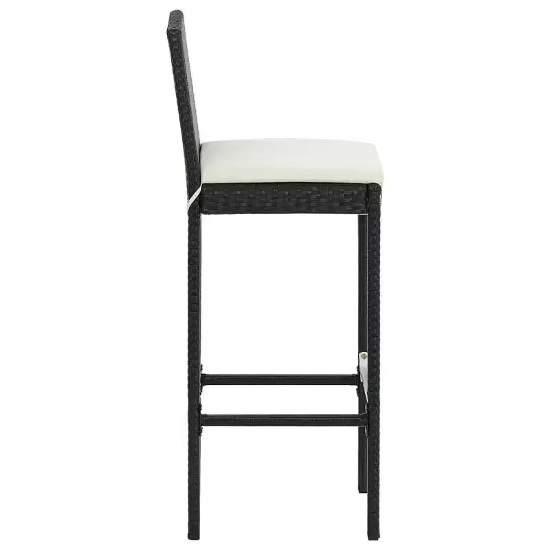 vidaXL Set da bar da giardino in polyrattan nero, acciaio verniciato a polvere Standard
