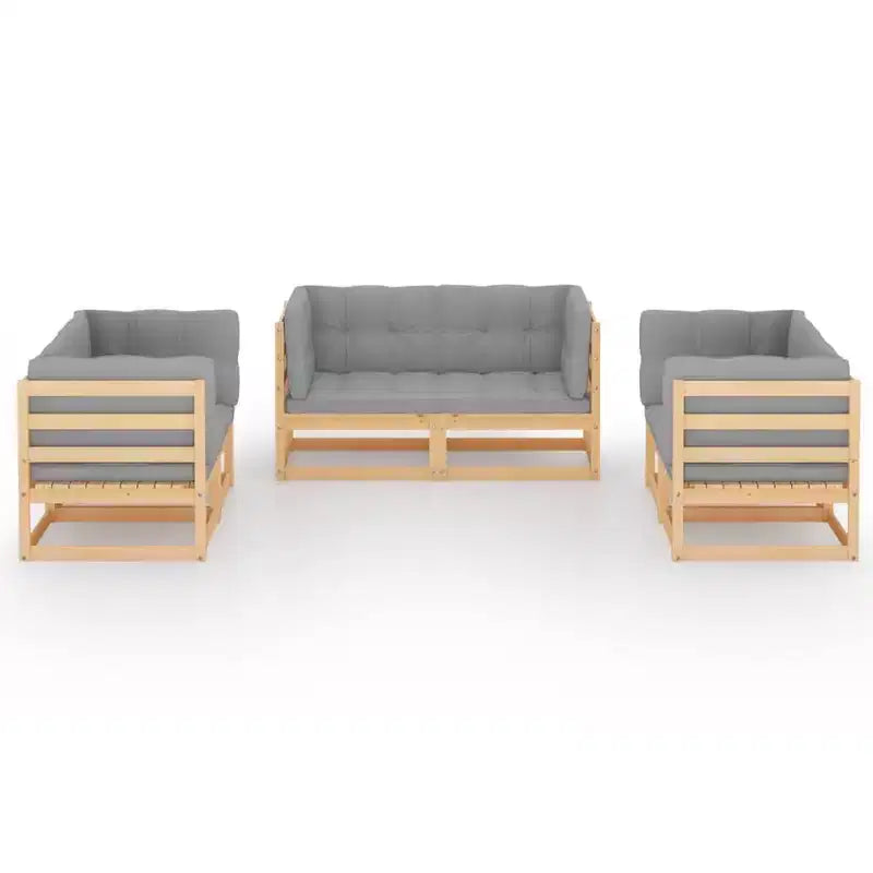 vidaXL Set da Salotto da Giardino Legno naturale Legno massello di pino Set di 6 Pezzi