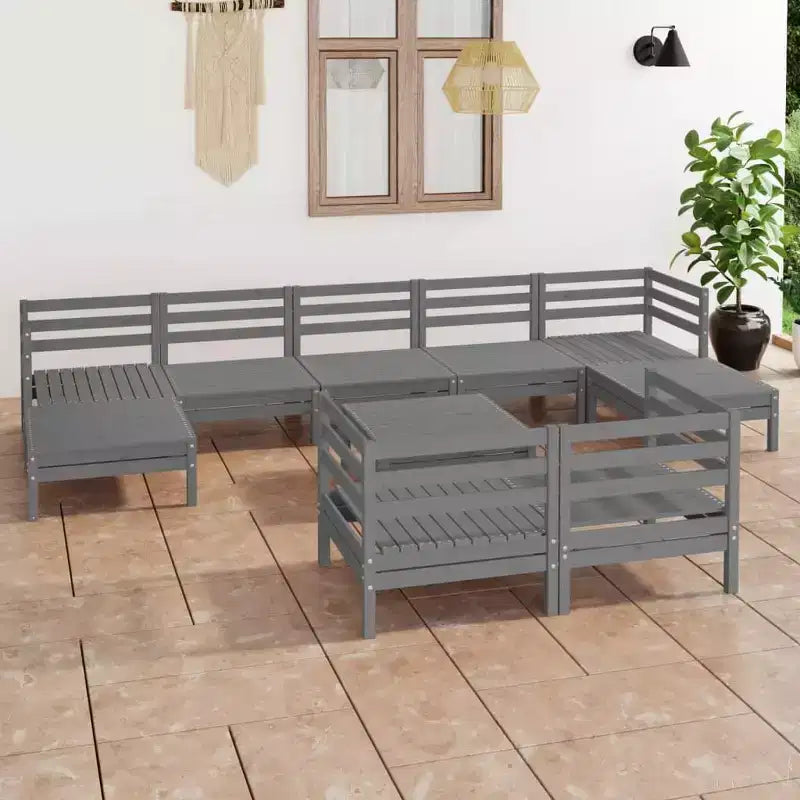 vidaXL Set divani da giardino in legno naturale, pino massiccio, grande, modulare