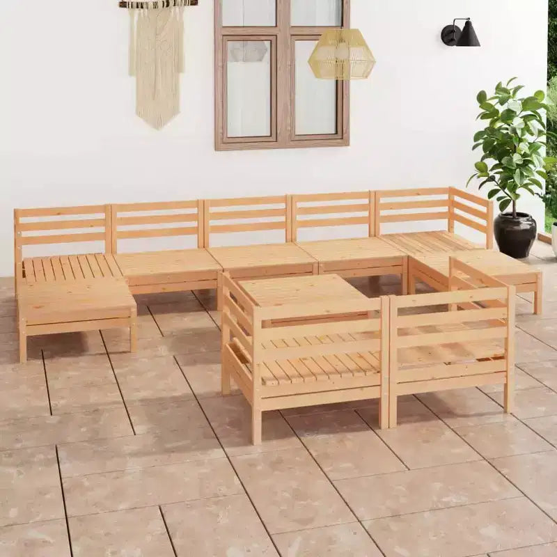 vidaXL Set divani da giardino in legno naturale, pino massiccio, grande, modulare