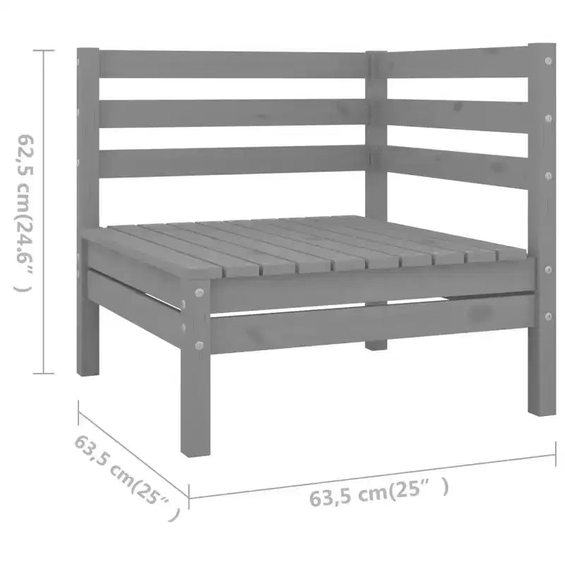 vidaXL Set Salotto da Giardino 10 pz Modulare Legno Massello di Pino Grigio