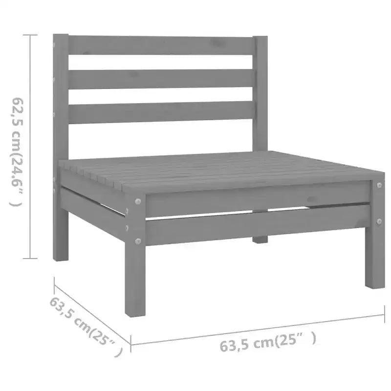 vidaXL Set Salotto da Giardino 10 pz Modulare Legno Massello di Pino Grigio