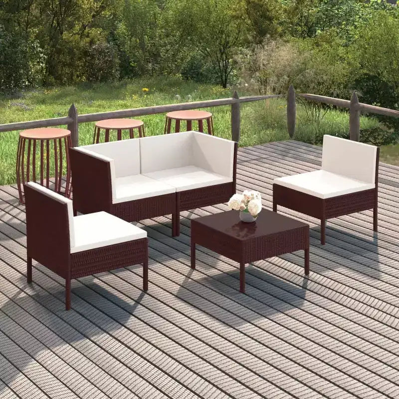 vidaXL Set divani da giardino modulari marroni in polyrattan medi