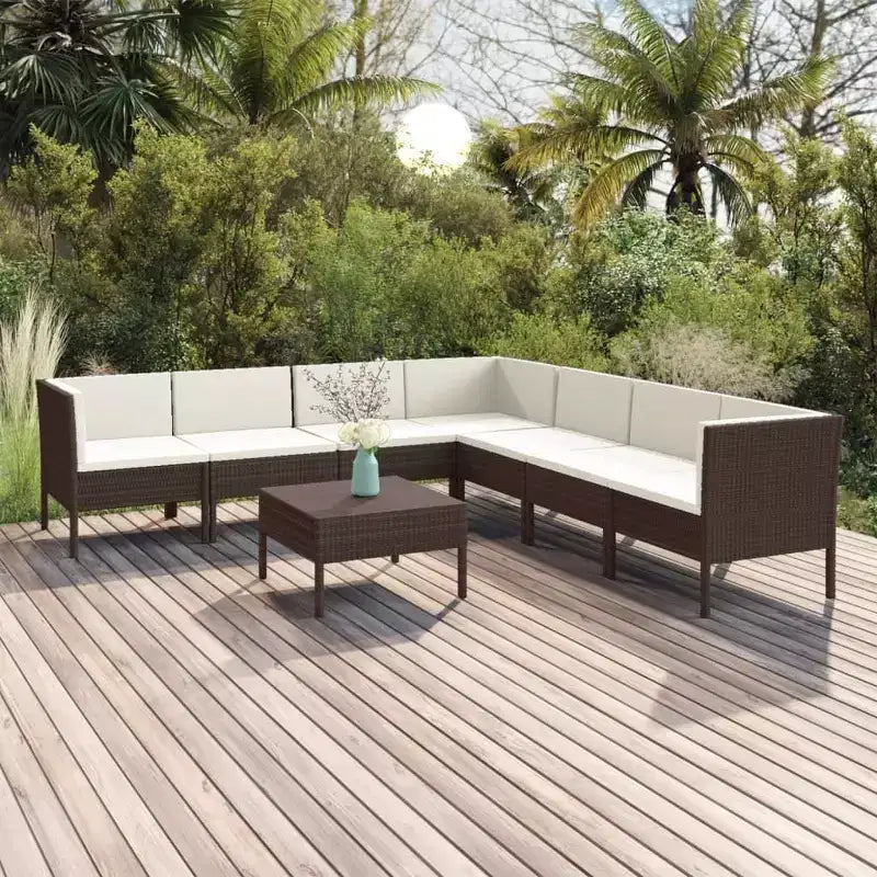 vidaXL Set Salotto da Giardino Marrone, Bianco Crema