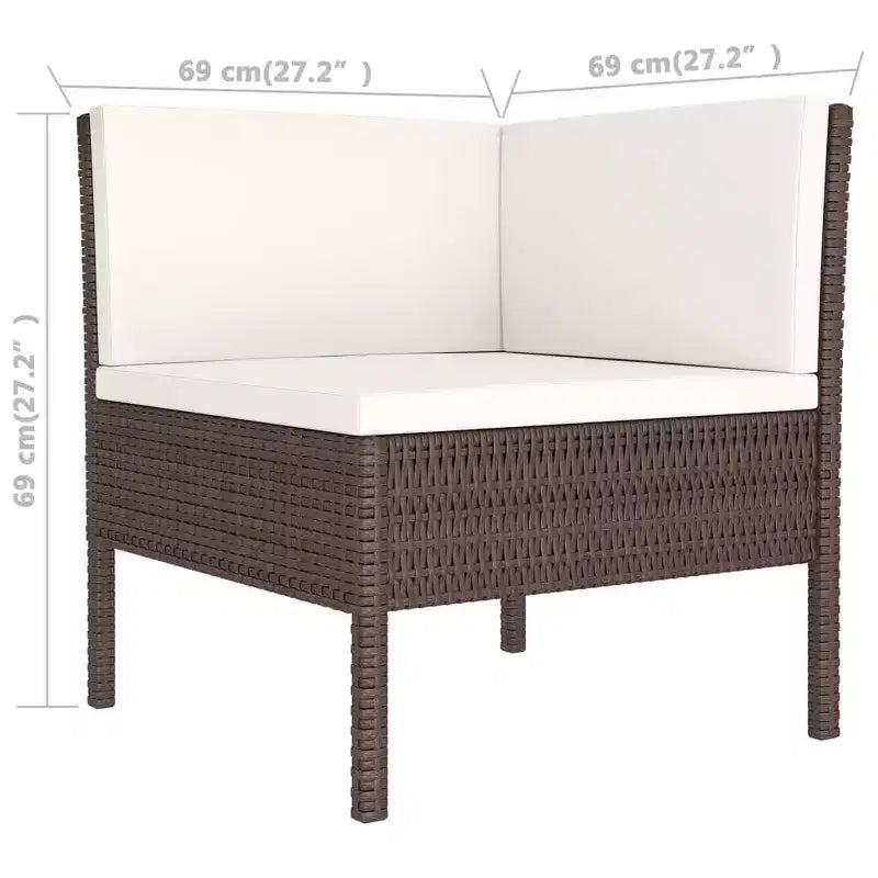 vidaXL Set Salotto da Giardino Marrone, Bianco Crema