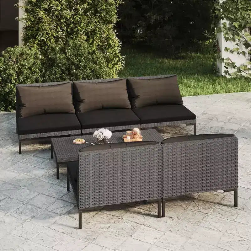vidaXL Set Divani da Giardino Grigio Scuro Acciaio Rivestito a Polvere 6 Pezzi