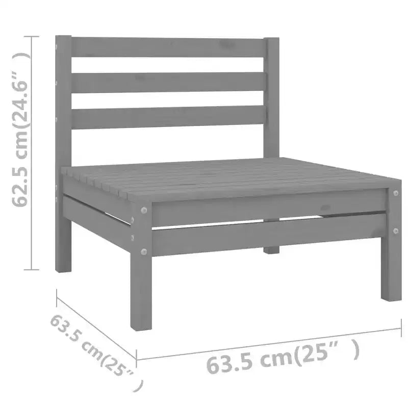vidaXL Set Divani da Giardino Grigio in Legno Massello di Pino Set da 5 Pezzi Modulare