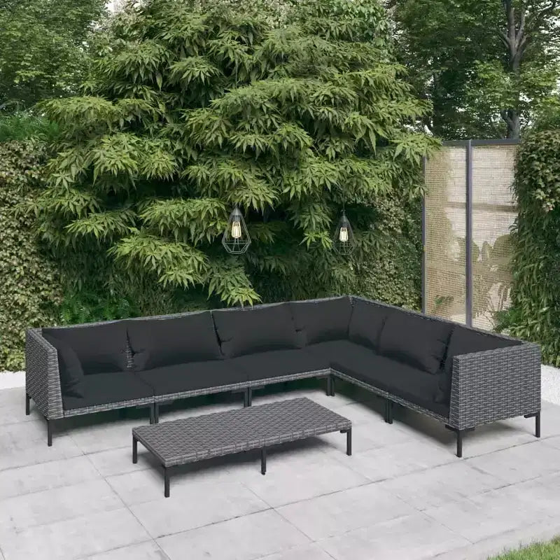 vidaXL Set da Salotto da Giardino Grigio Scuro e Nero