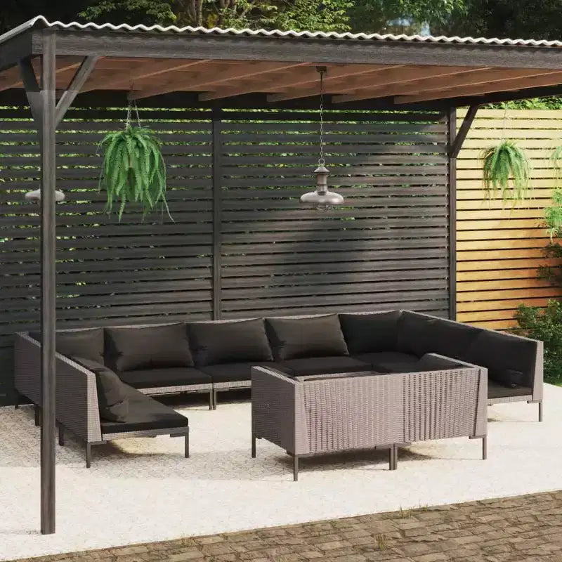 vidaXL Set da Salotto da Giardino Grigio Scuro