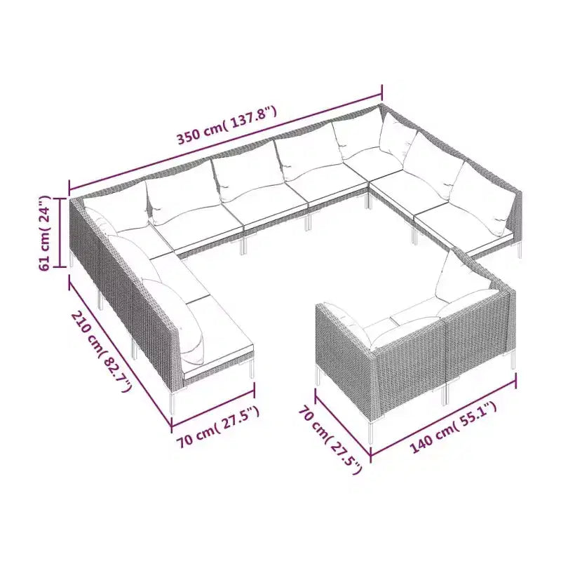 vidaXL Set da Salotto da Giardino Grigio Scuro