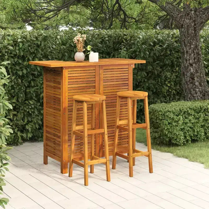 vidaXL Set da bar da giardino Legno massello di acacia Legno naturale Set 3 pezzi