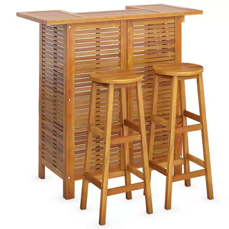 vidaXL Set da bar da giardino Legno massello di acacia Legno naturale Set 3 pezzi