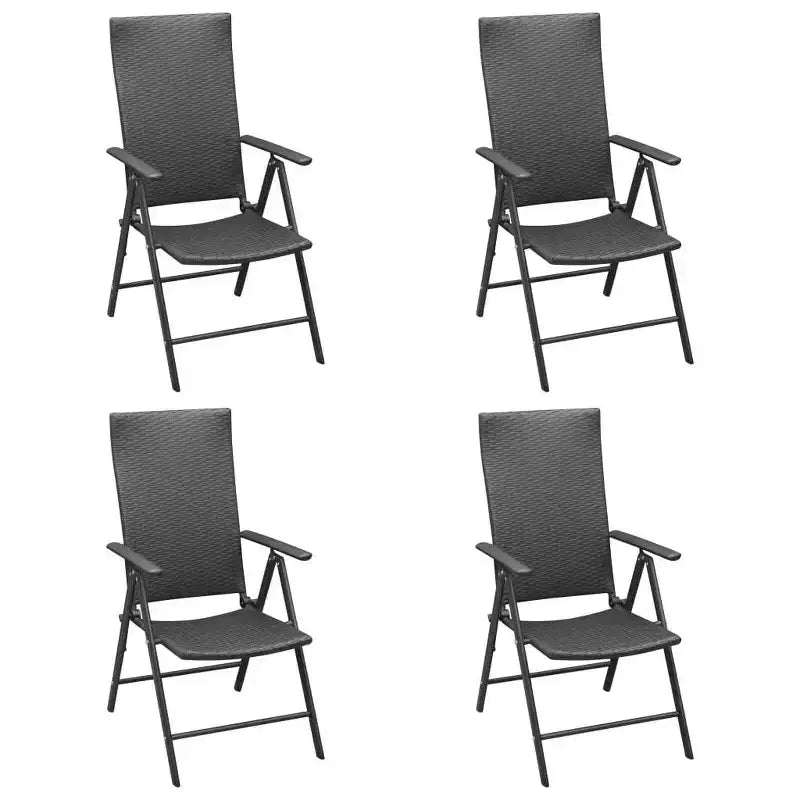 vidaXL Set da pranzo nero in polyrattan con schienale multi-posizione medio