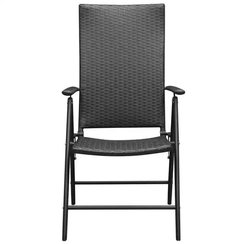 vidaXL Set da pranzo nero in polyrattan con schienale multi-posizione medio