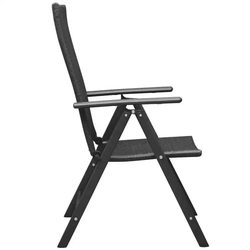 vidaXL Set da pranzo nero in polyrattan con schienale multi-posizione medio
