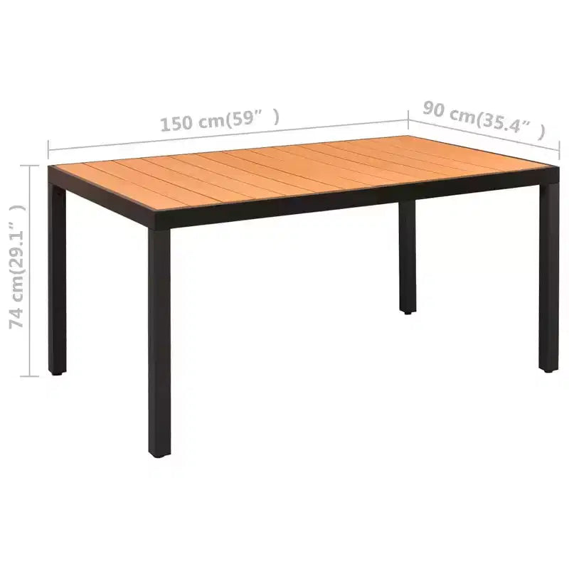vidaXL Set da pranzo nero e marrone in rattan PE, WPC, alluminio Medio