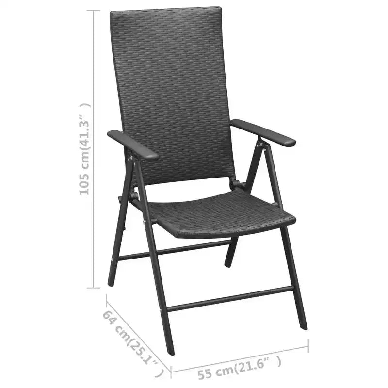 vidaXL Set da pranzo nero e marrone in rattan PE, WPC, alluminio Medio
