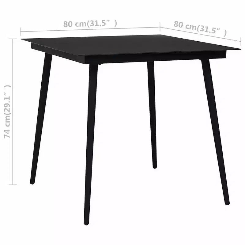 vidaXL Set da pranzo nero e marrone in rattan PE, WPC, acciaio, vetro Standard