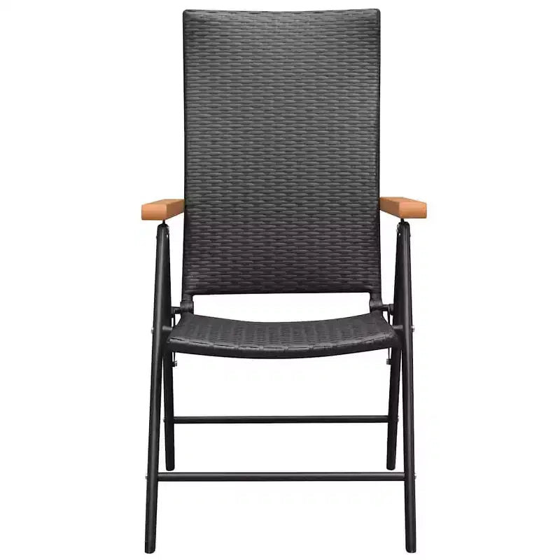 vidaXL Set da pranzo nero e marrone in rattan PE, WPC, acciaio, vetro Standard
