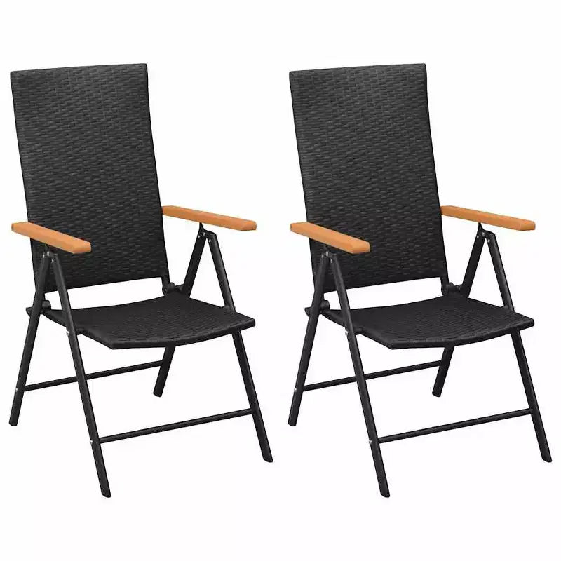 vidaXL Set da pranzo nero e marrone in rattan PE, WPC, acciaio, vetro Standard