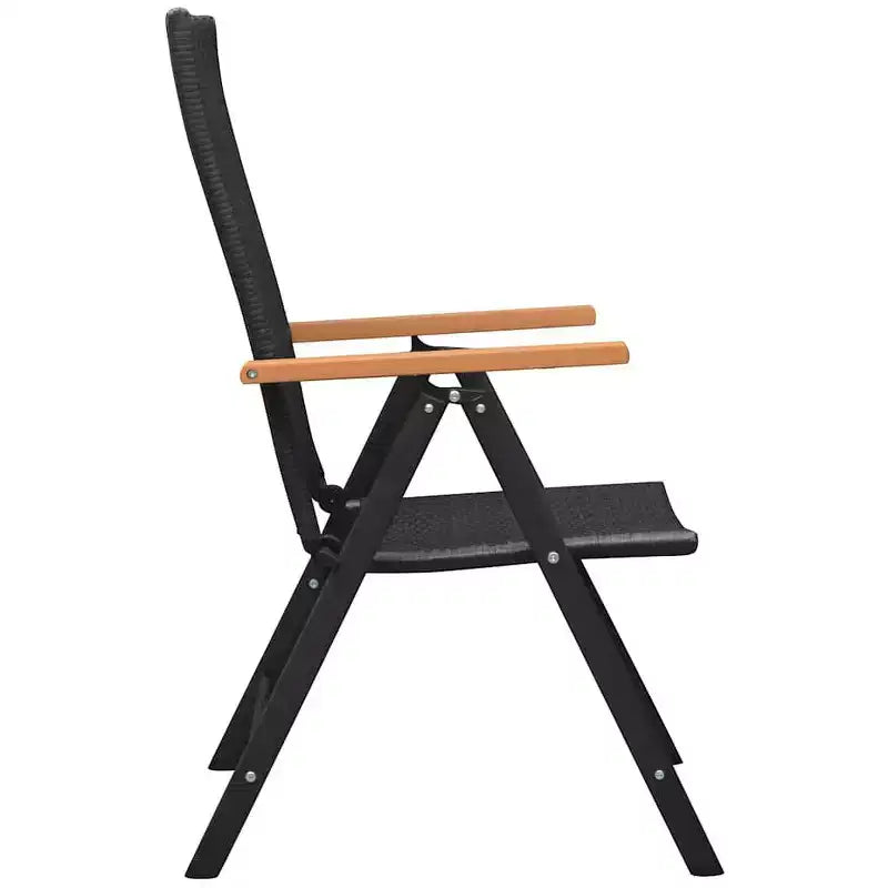 vidaXL Set da pranzo nero e marrone in rattan PE, WPC, acciaio, vetro Standard