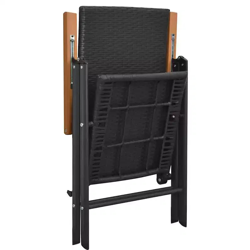 vidaXL Set da pranzo nero e marrone in rattan PE, WPC, acciaio, vetro Standard