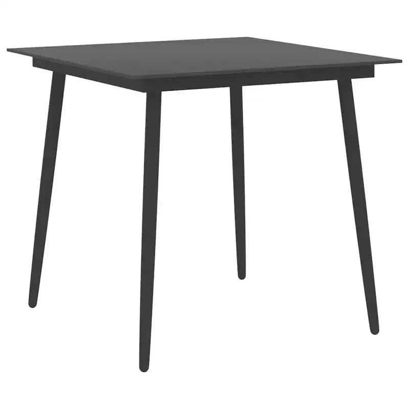 vidaXL Set da pranzo nero e marrone in rattan PE, WPC, acciaio, vetro Standard
