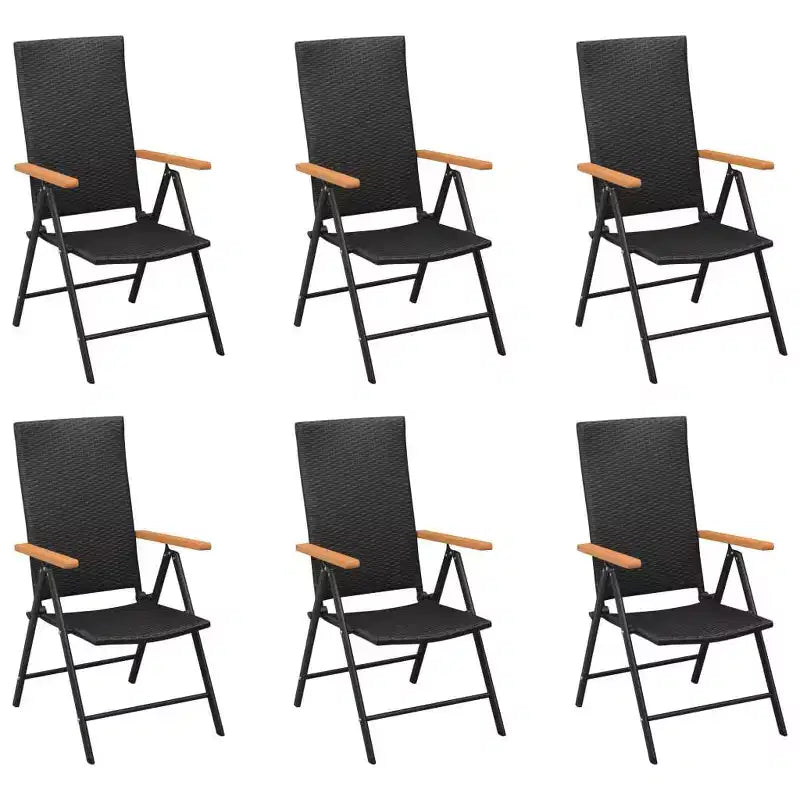 vidaXL Set da pranzo 7 pz nero e marrone in WPC, alluminio e rattan PE