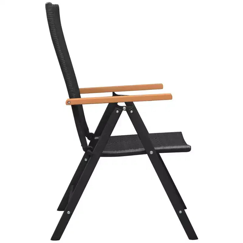 vidaXL Set da pranzo 7 pz nero e marrone in WPC, alluminio e rattan PE