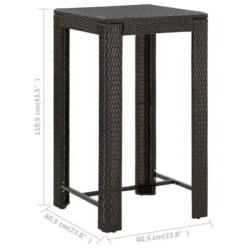 vidaXL Set da bar da giardino in rattan PE marrone, acciaio verniciato a polvere Medio