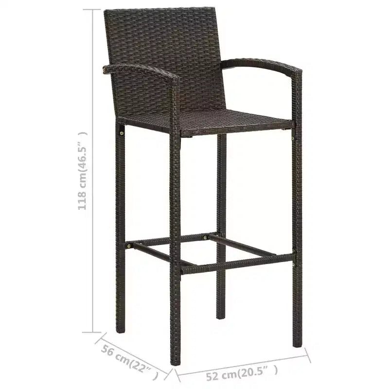 vidaXL Set da bar da giardino in rattan PE marrone, acciaio verniciato a polvere Medio