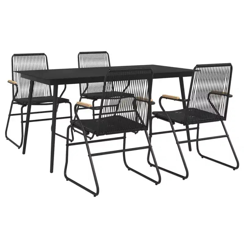 vidaXL Set da pranzo da giardino in polyrattan nero medie dimensioni resistente