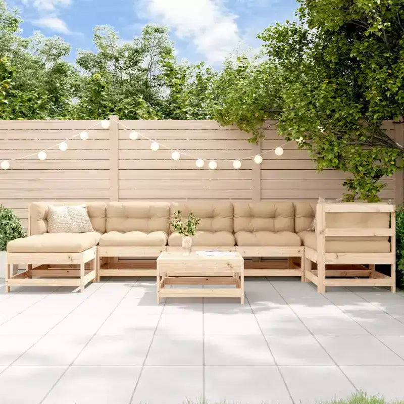 vidaXL Set Salotto da Giardino Beige, Legno Naturale