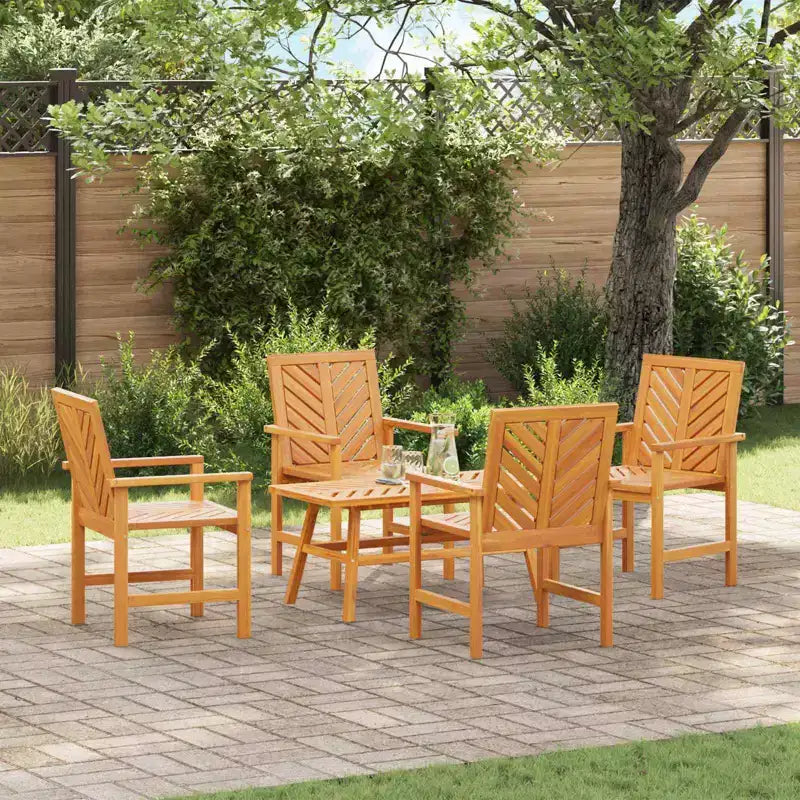 vidaXL Salotto da Giardino 5 pz Marrone Legno Massello di Acacia
