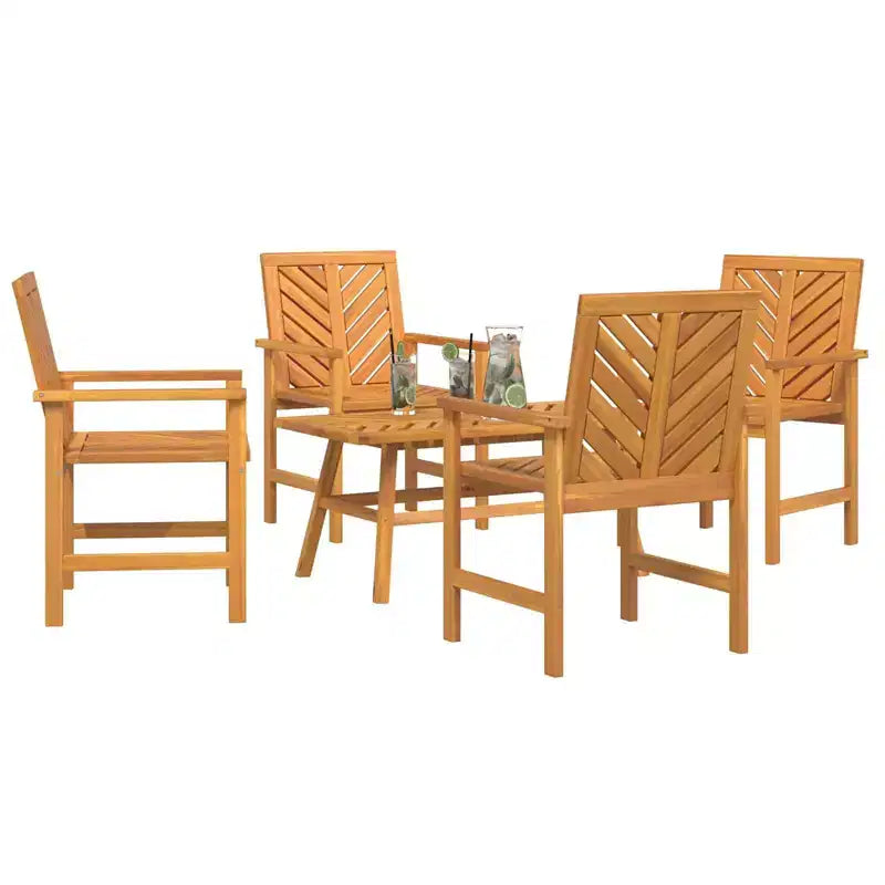 vidaXL Salotto da Giardino 5 pz Marrone Legno Massello di Acacia