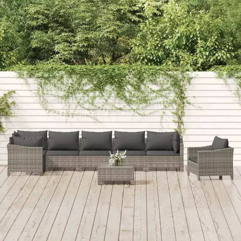 vidaXL Set Salotto da Giardino Grande in Rattan PE Grigio e Acciaio Verniciato a Polvere